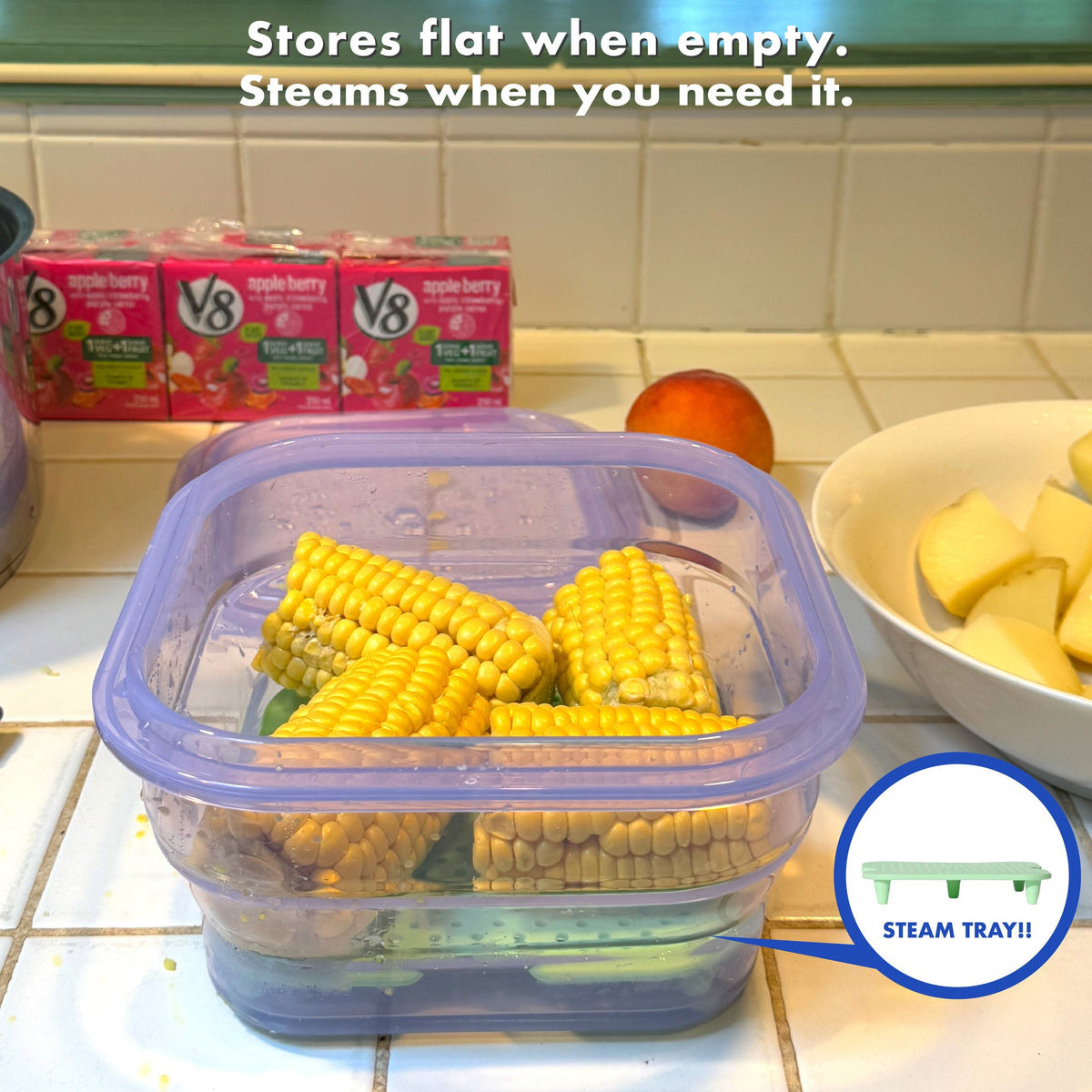 [PUSHLOCK] Collapsible Silicone Container + Steam Tray
