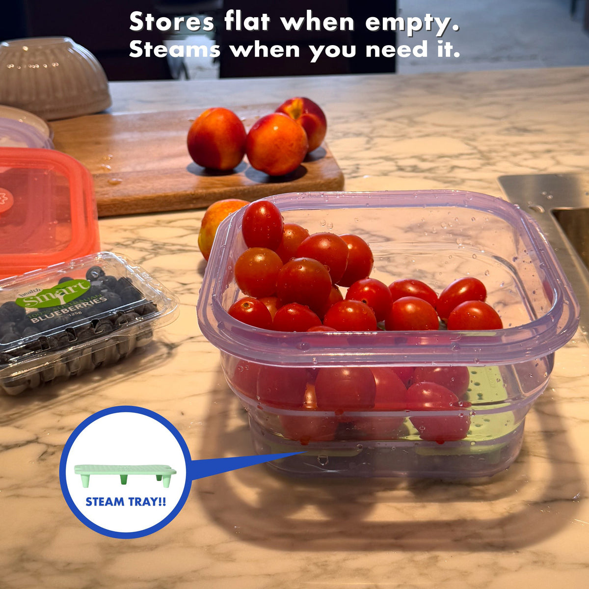 [PUSHLOCK] Collapsible Silicone Container + Steam Tray