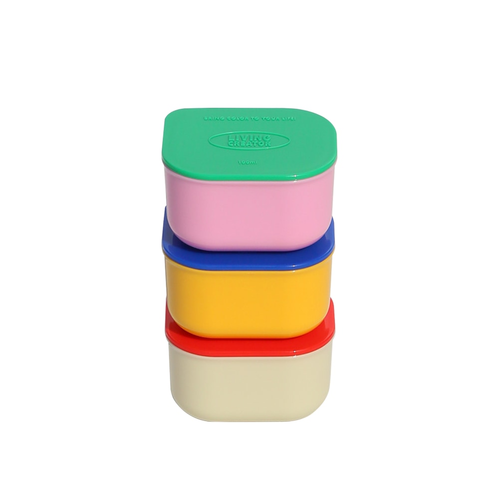 Mini Sauce Container Set A: Pink/Green, Blue/Yellow, Red/Ivory